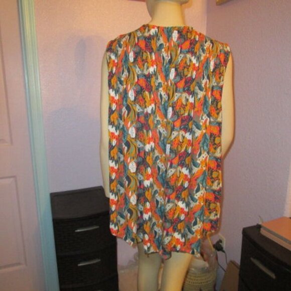 Vtg Caffe Marrakesh Tunic Top Size 2X Smocked Button Sleeveless Flowy Artsy Boho - Picture 8 of 11
